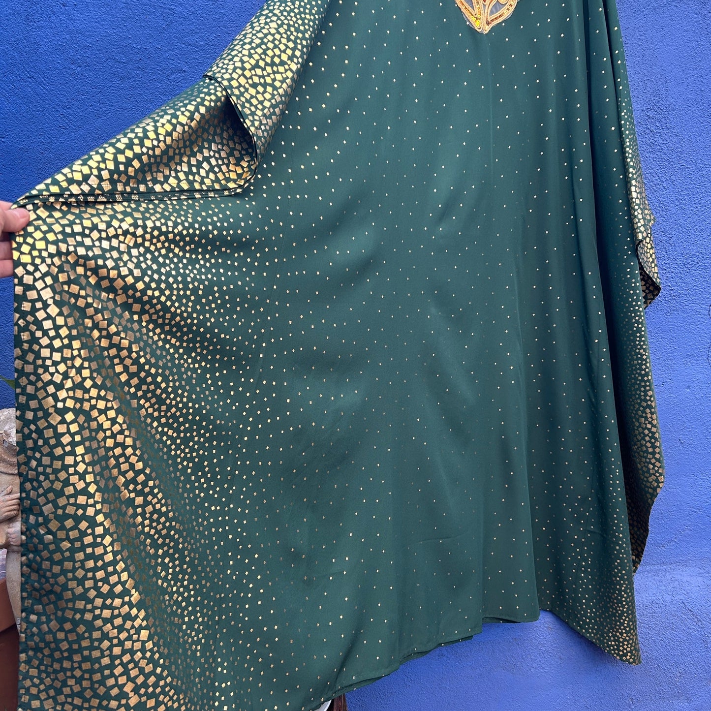 green and gold fancy caftan