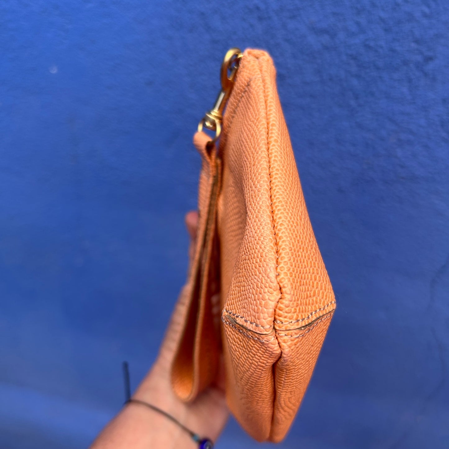 brahmin peach pebble leather wristlet