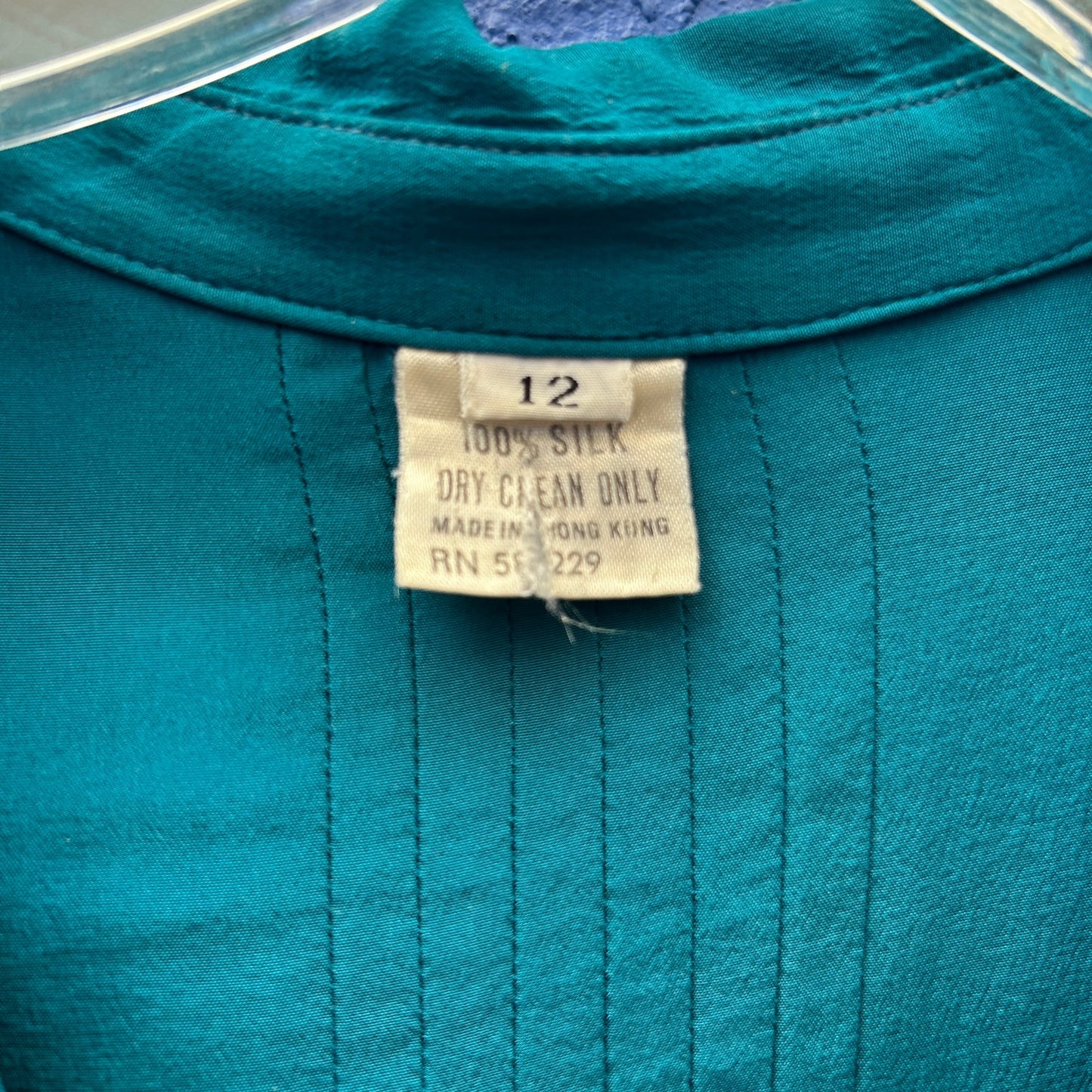 vintage teal silk pintucked midi dress