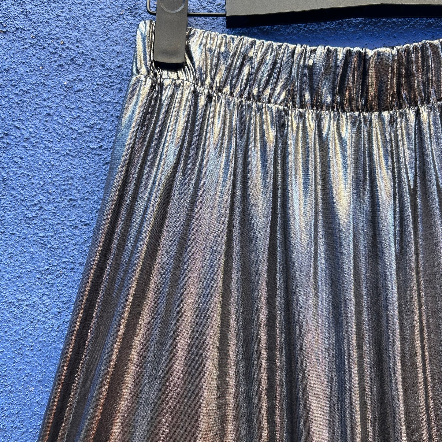 american apparel metallic silver wide leg pant