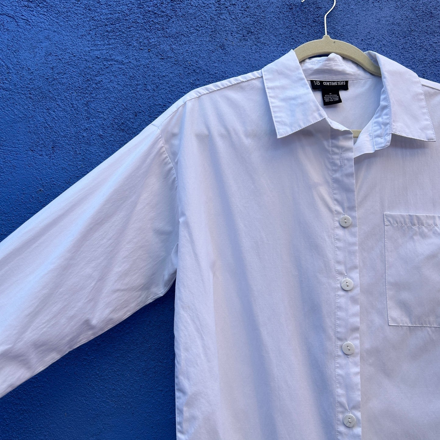 18 centimeters white cotton blend button up shirt dress