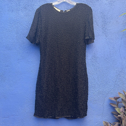 vintage laurence kazar beaded silk cocktail dress