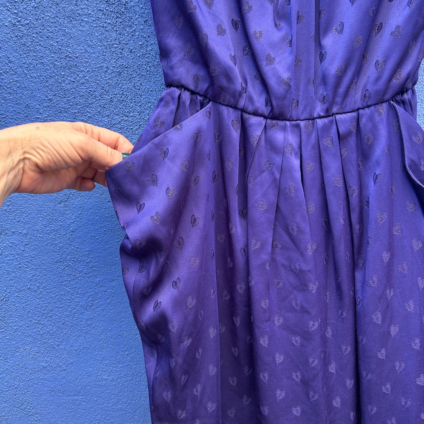 handmade purple heart print cocktail dress