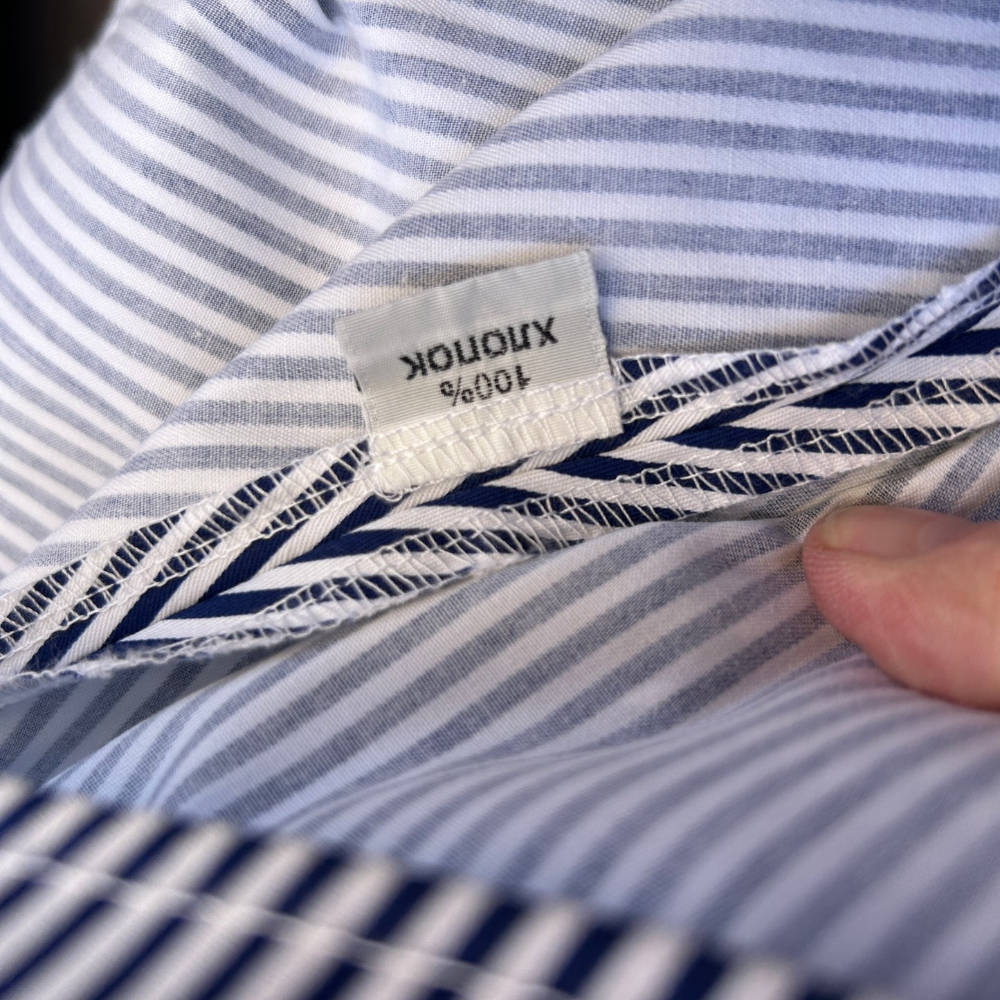 la trevi blue and white striped poplin full skirt