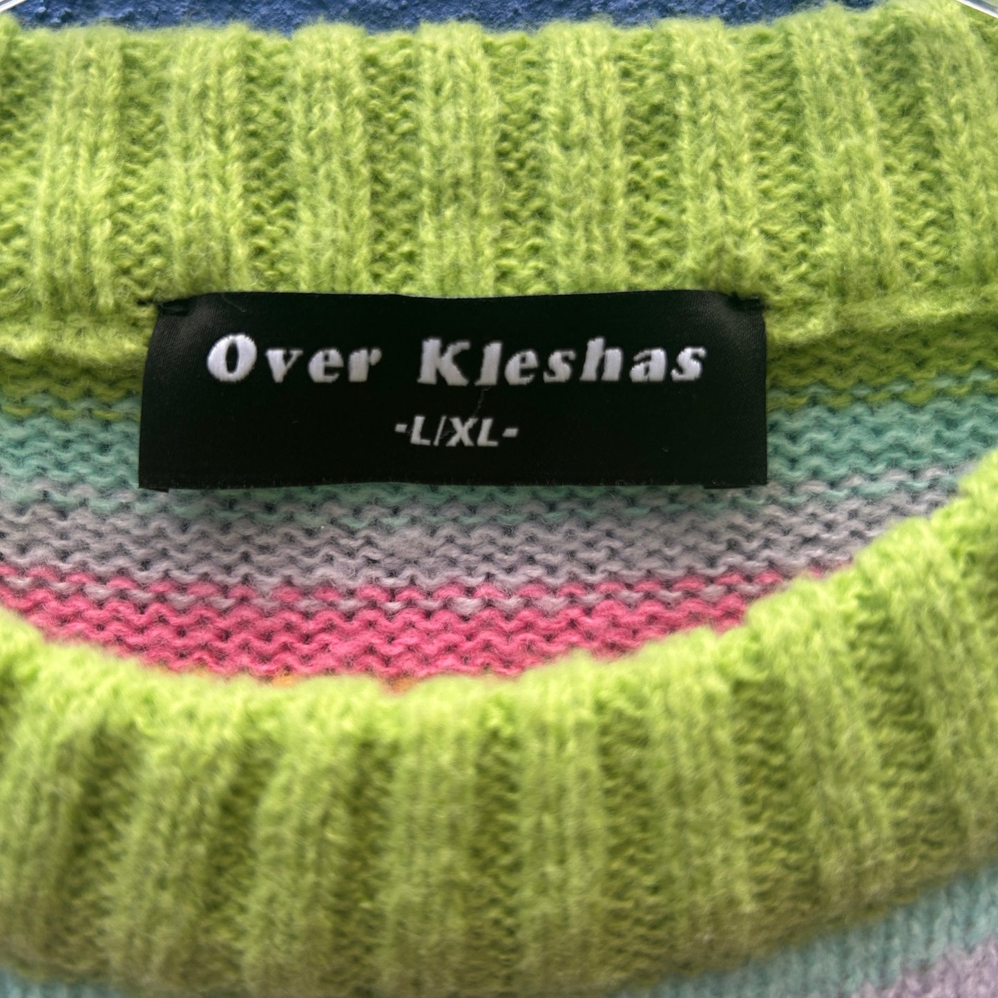 over kleshas pastel rainbow cropped knit sweater