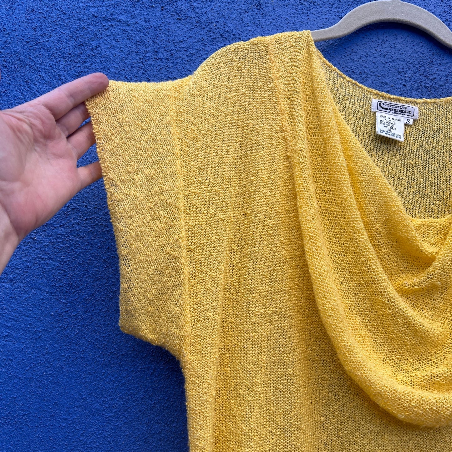 vintage 80s campus casuals yellow knit top