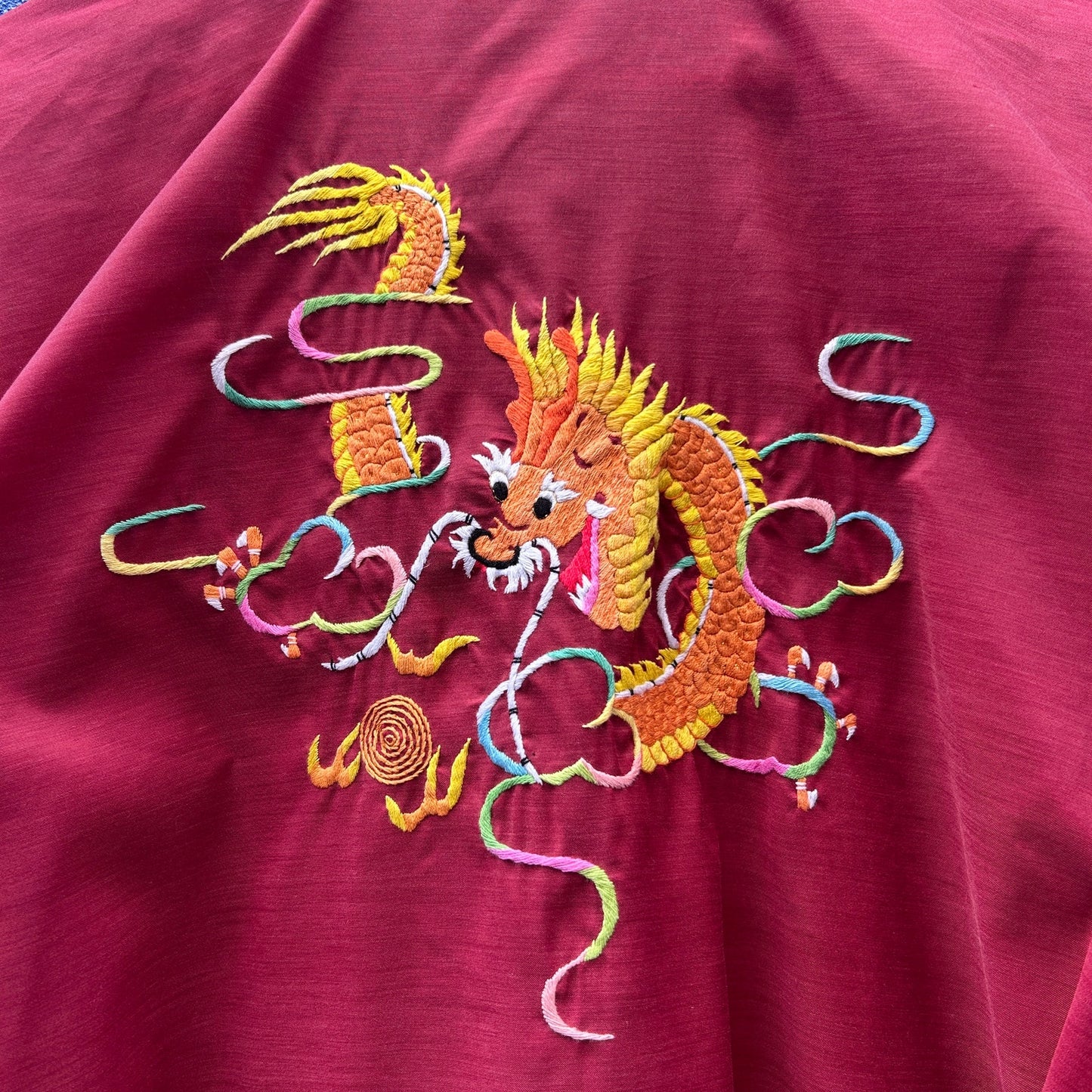vintage health embroidered dragon poly-cotton robe