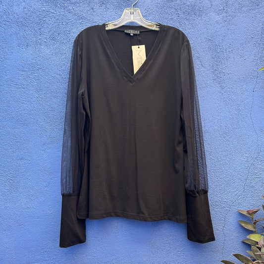 metamorphoza mesh balloon sleeve jersey top - NWT