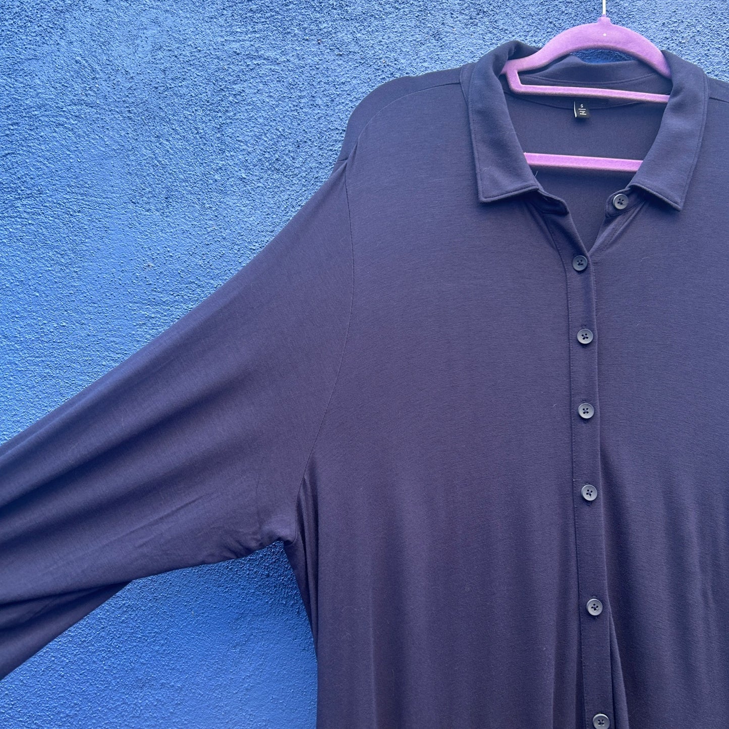 universal standard navy rayon blend button front maxi dress