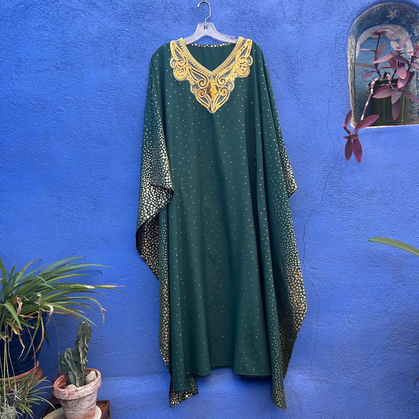 green and gold fancy caftan