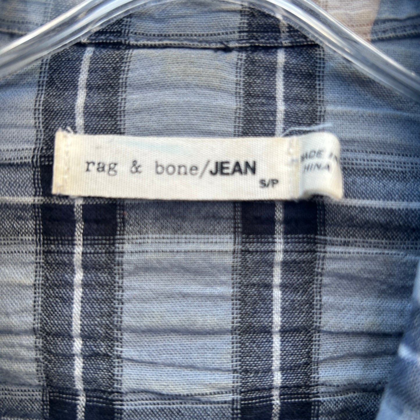 rag and bone jean blue plaid crinkle cotton shirt dress