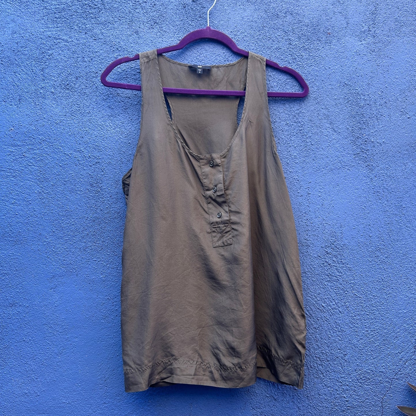 gap charcoal gray silk racerback tank