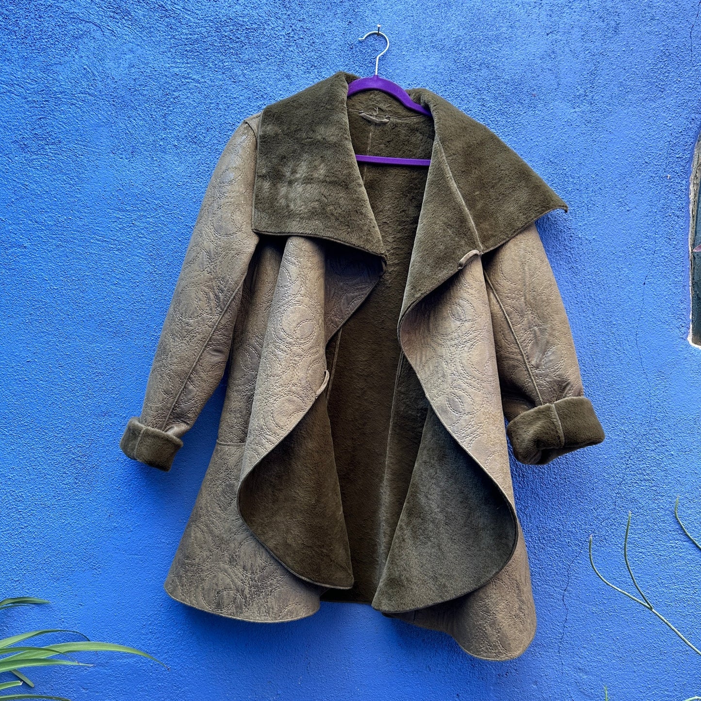 bryn walker quilted distressed suede fur lined lagenlook coat