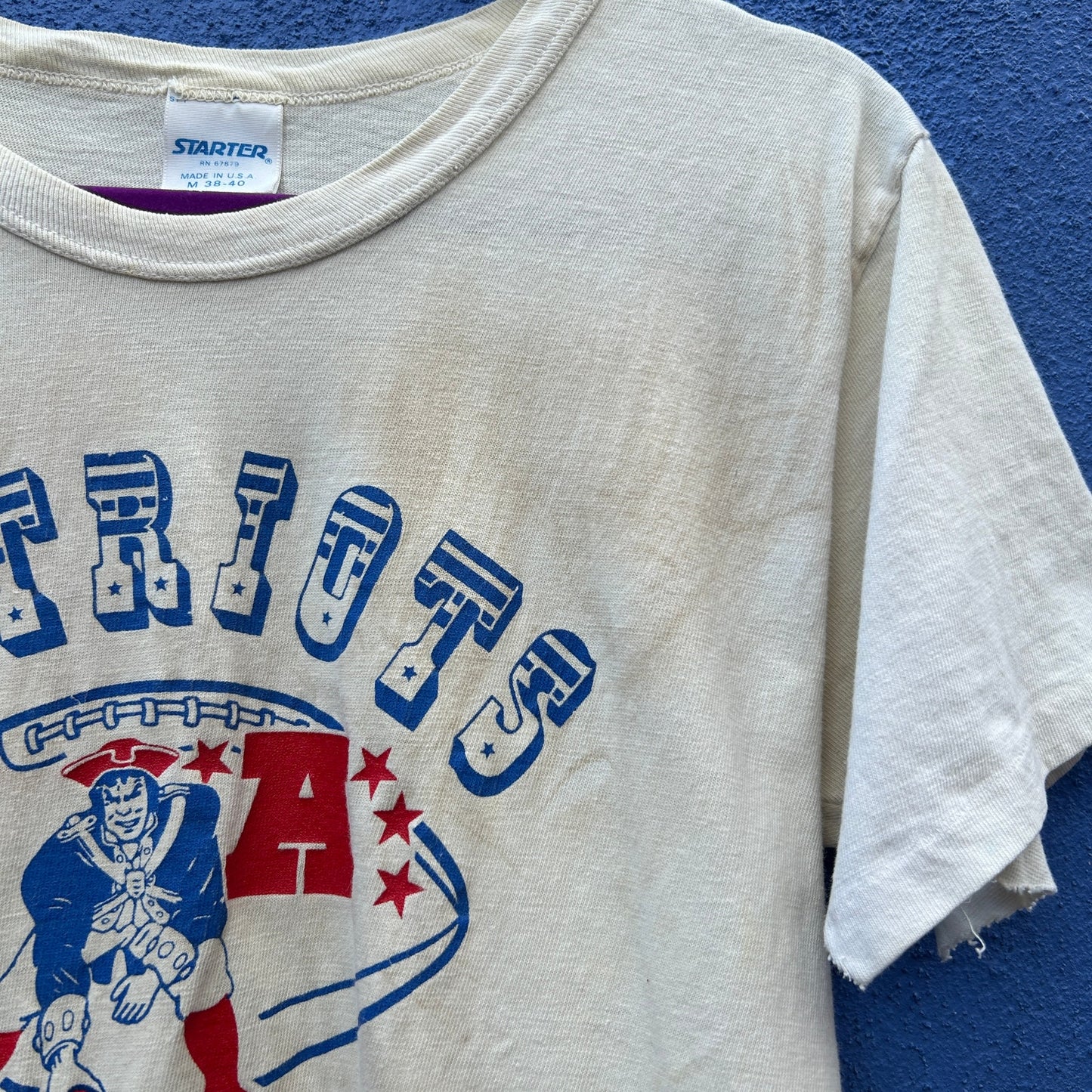 vintage starter 1985 patriots afc champions single stitch tee