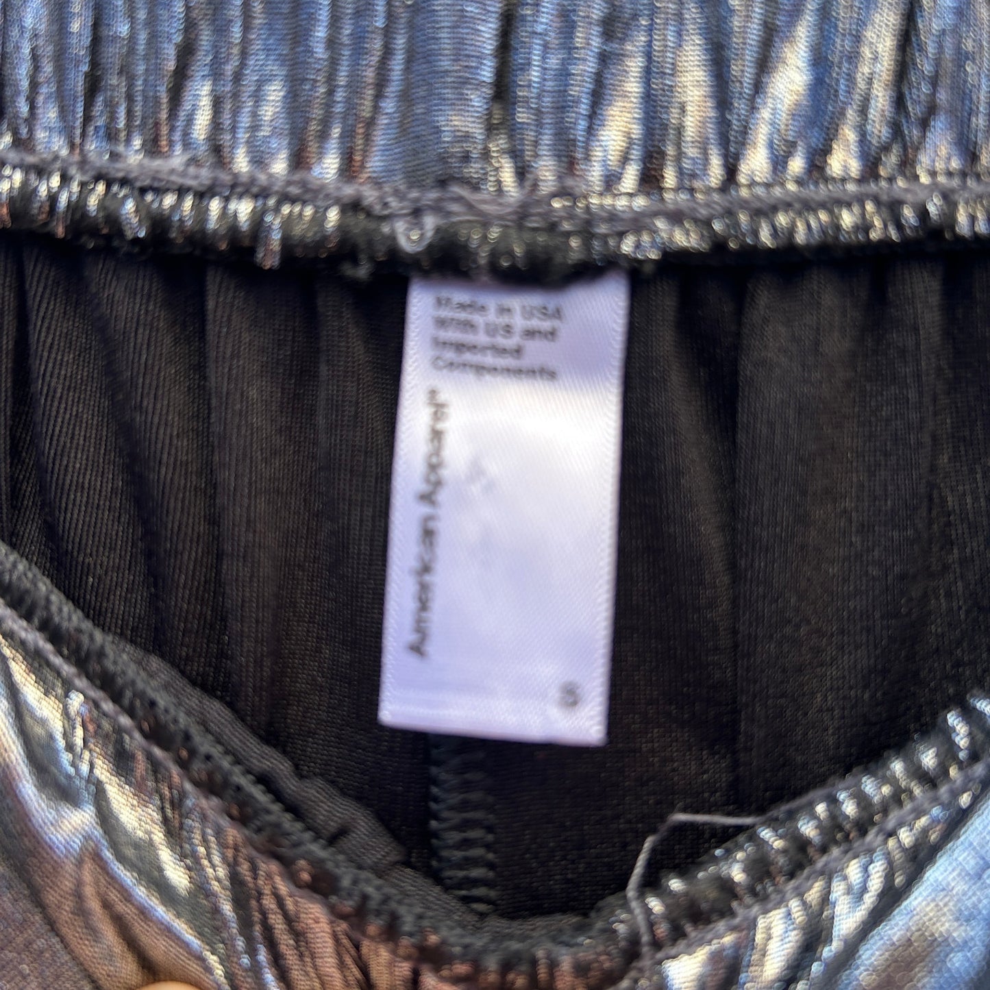 american apparel metallic silver wide leg pant