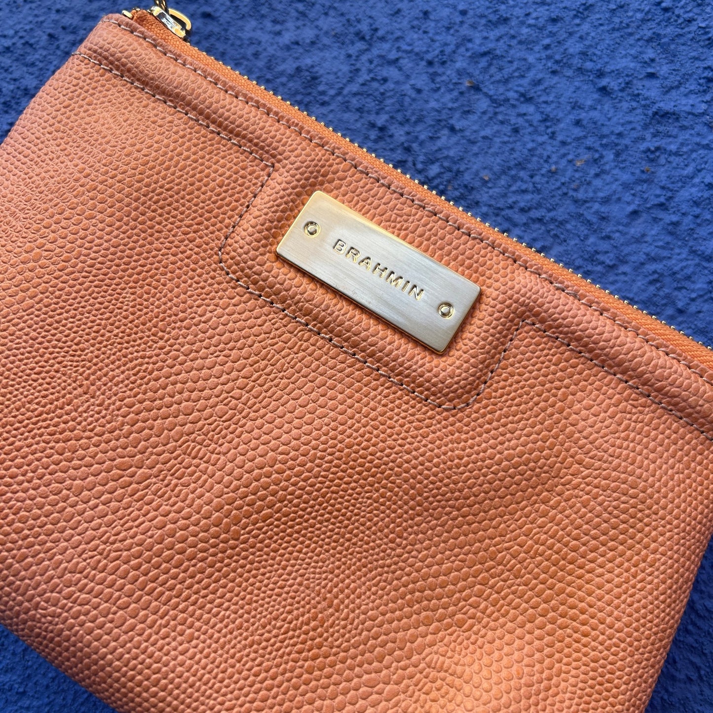 brahmin peach pebble leather wristlet