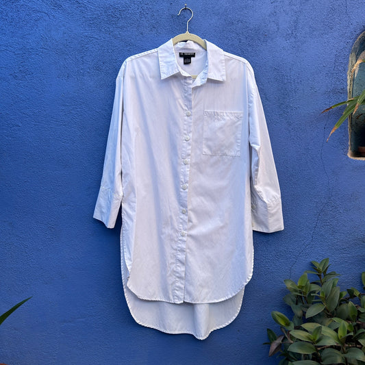 18 centimeters white cotton blend button up shirt dress