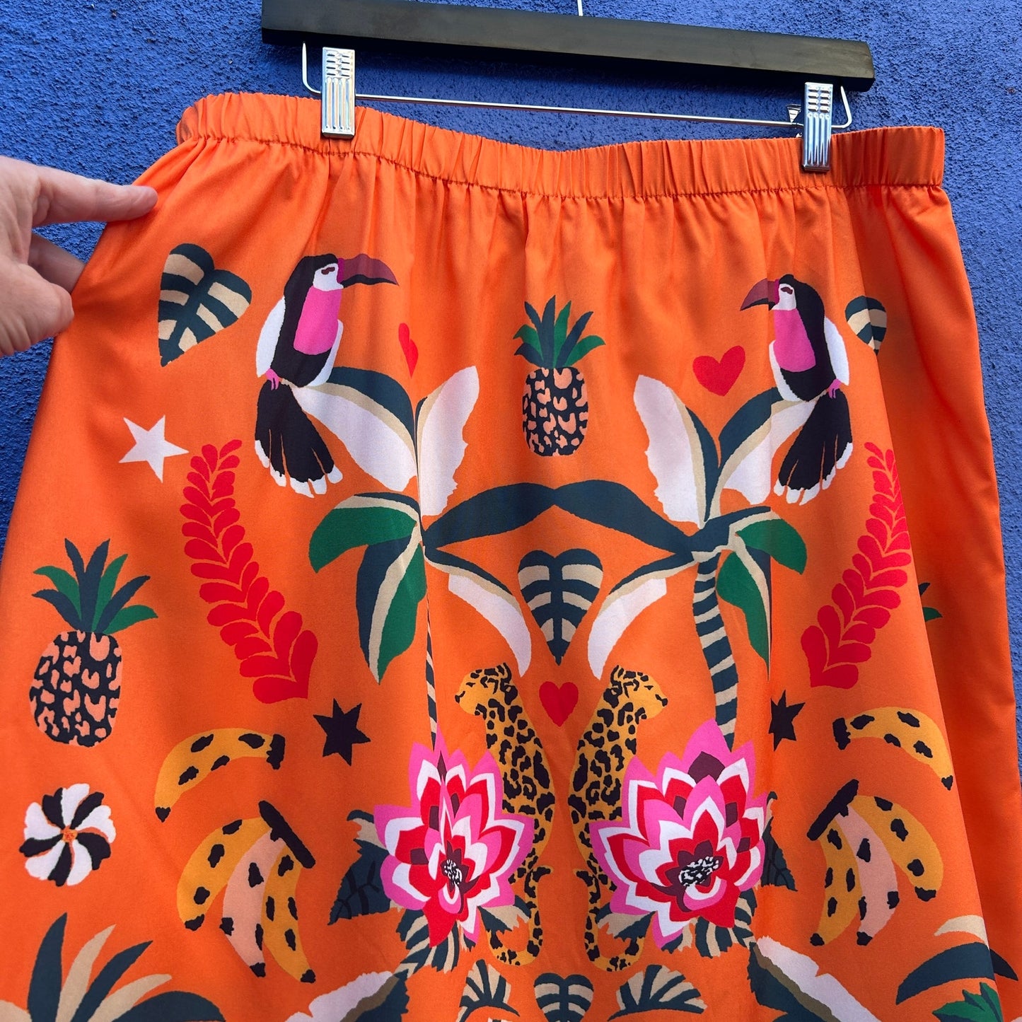 orange jungle print maxi skirt