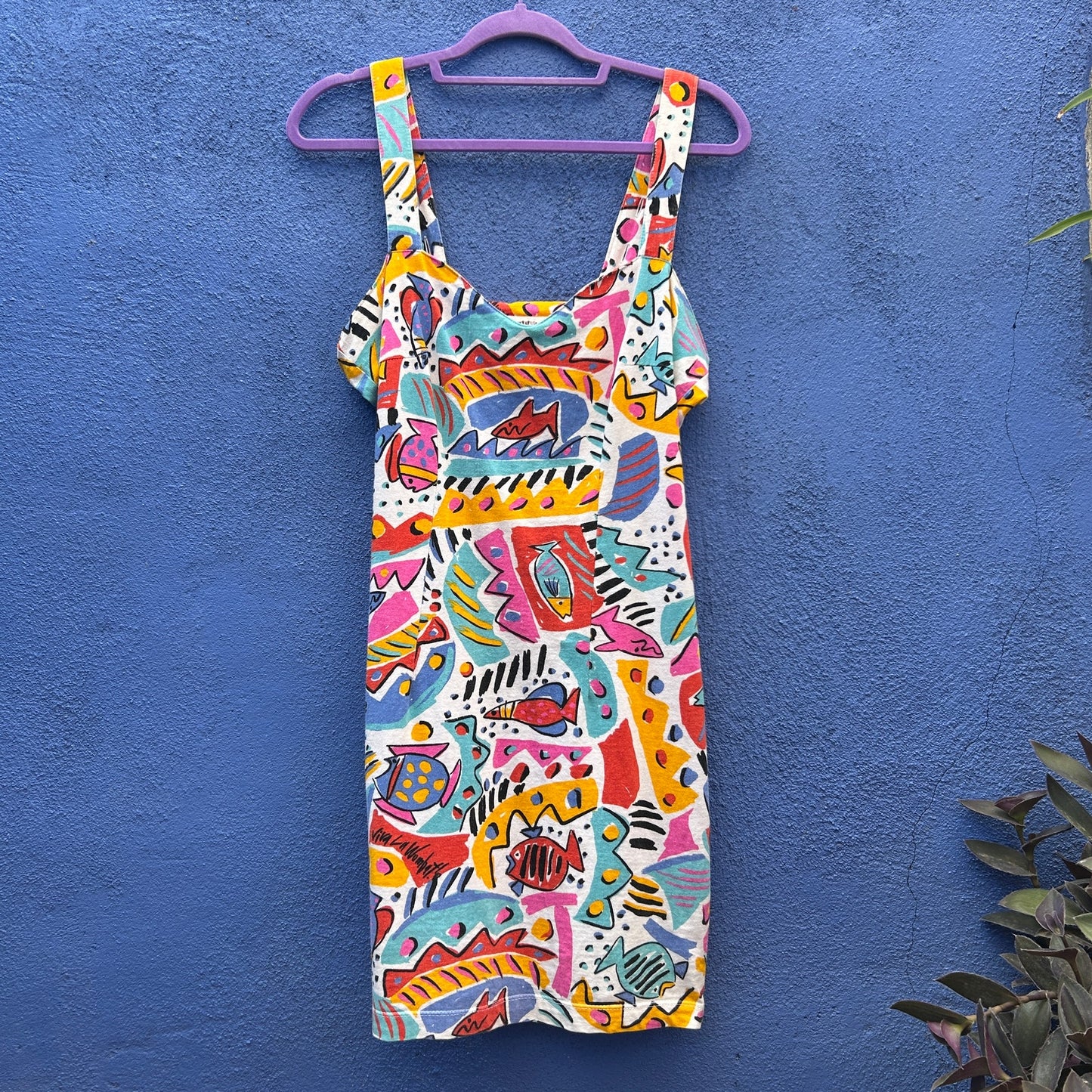 vintage 80s viva la wombat cotton dress