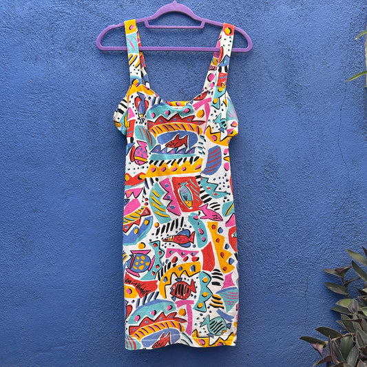 vintage 80s viva la wombat cotton dress