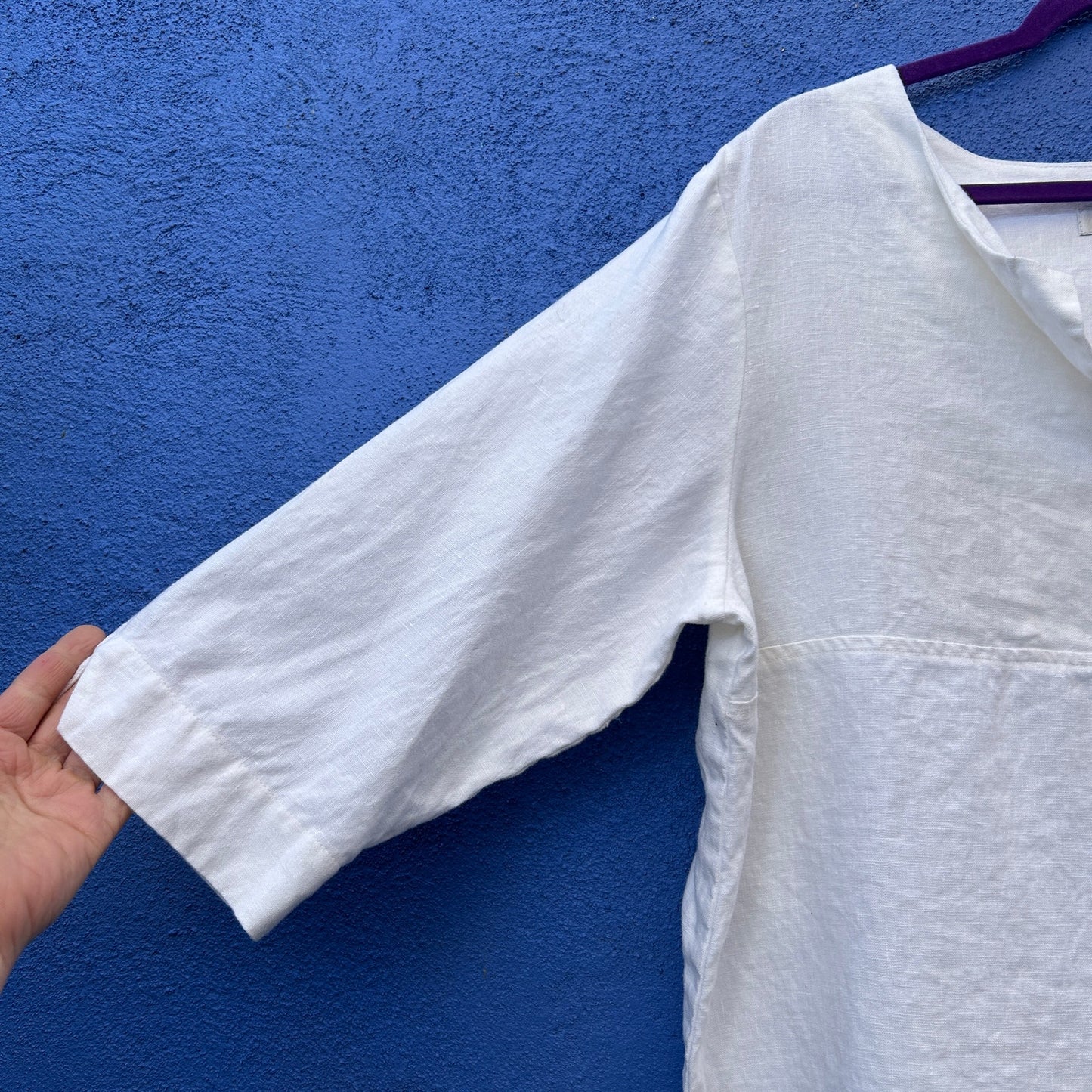 coldwater creek white linen lagenlook top