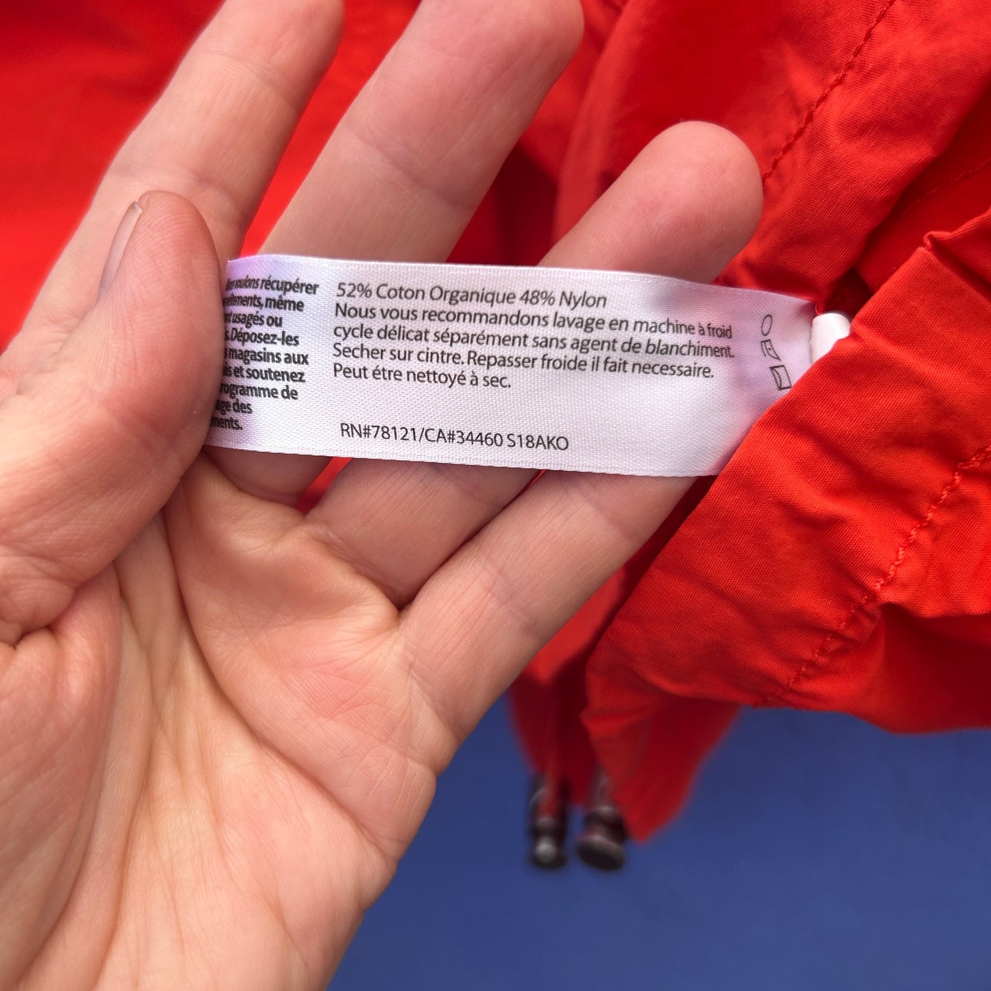 eileen fisher organic cotton and nylon oversized orange popover windbreaker