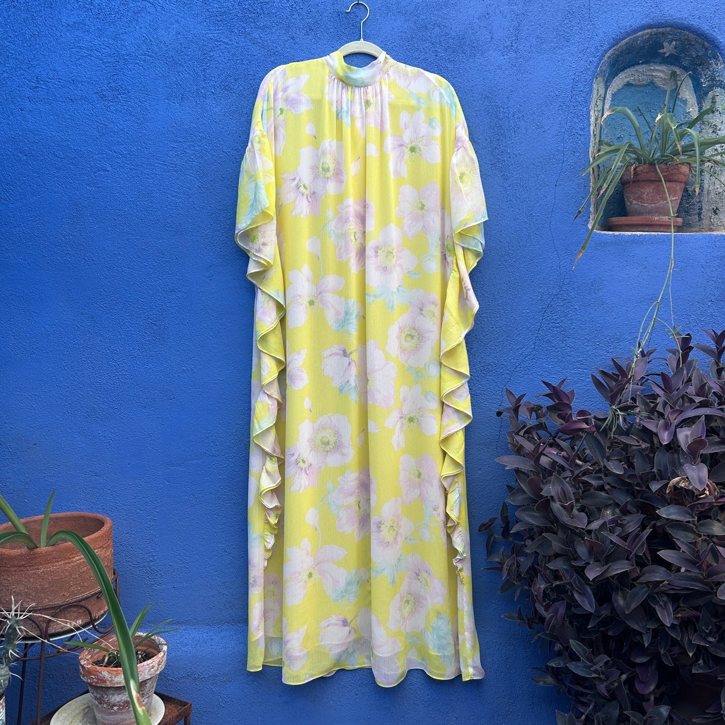 h&m yellow floral maxi dress