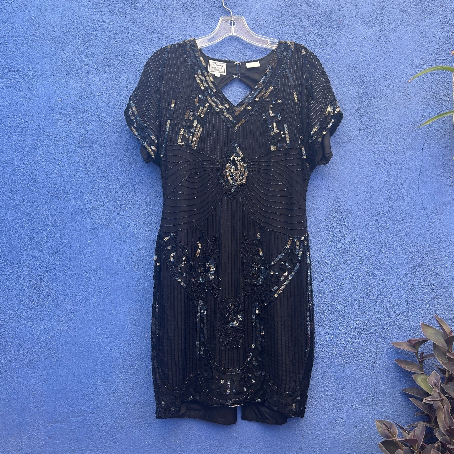 vintage stenay silk beaded cocktail dress