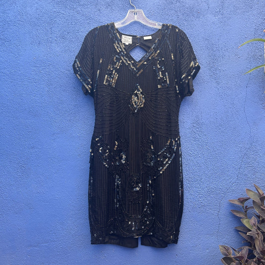 vintage stenay silk beaded cocktail dress