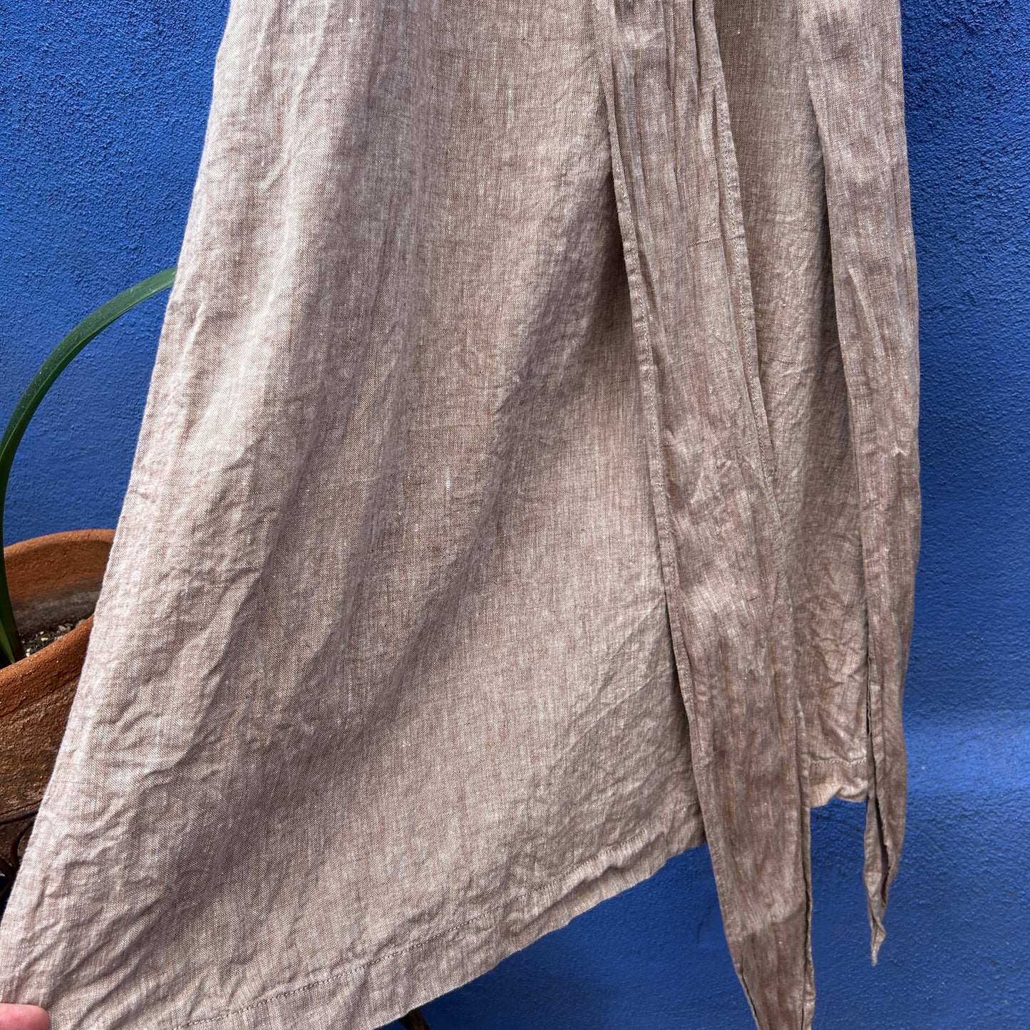 len ok beige linen maxi dress