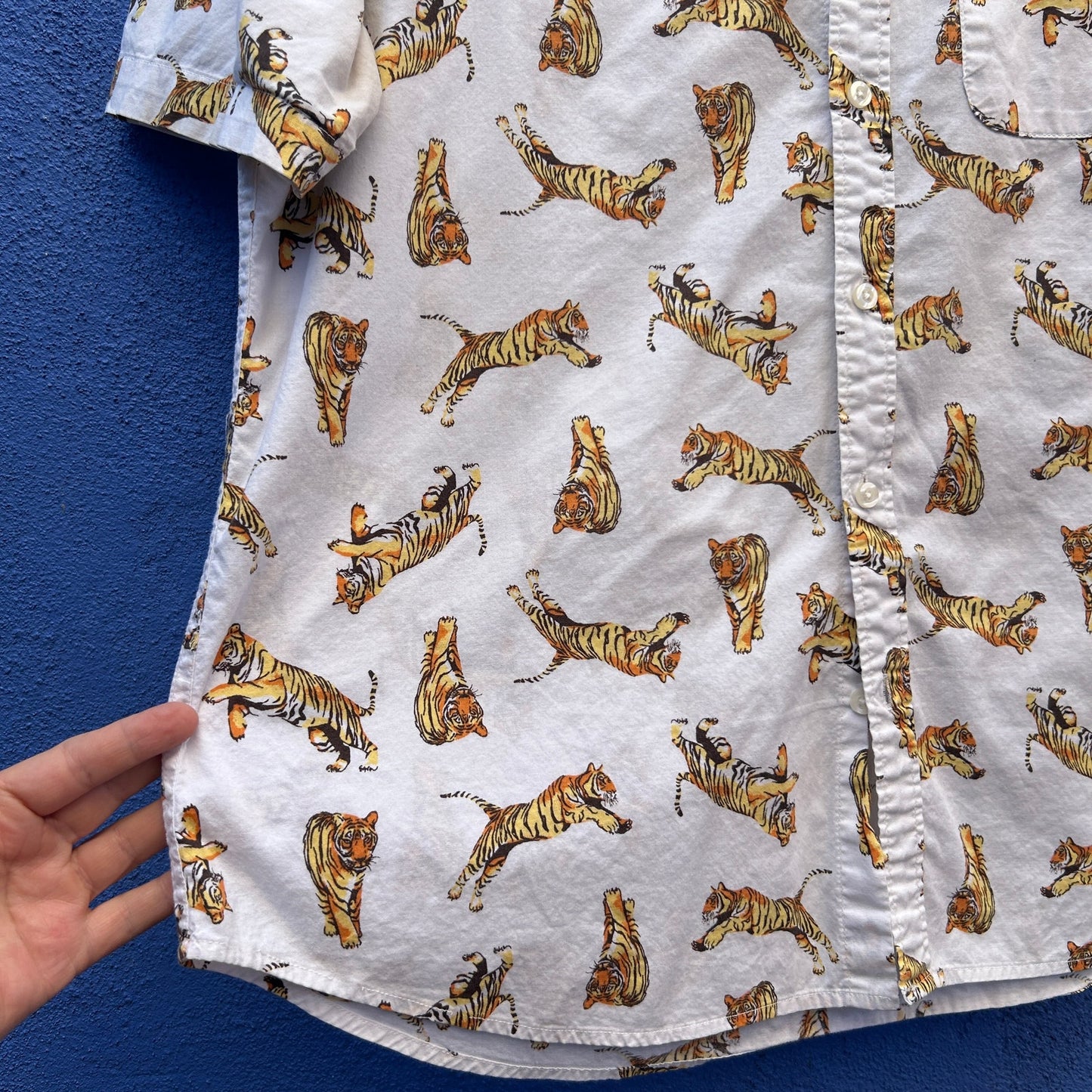 old school old navy tiger print button up