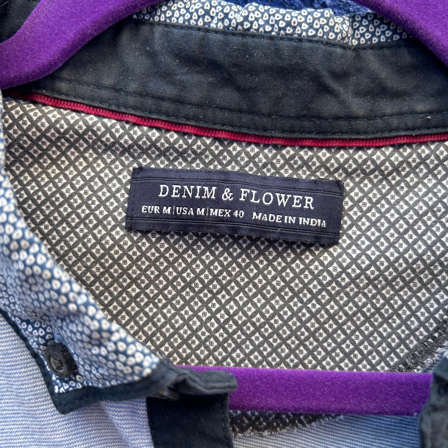 denim and flower men's polo shirt