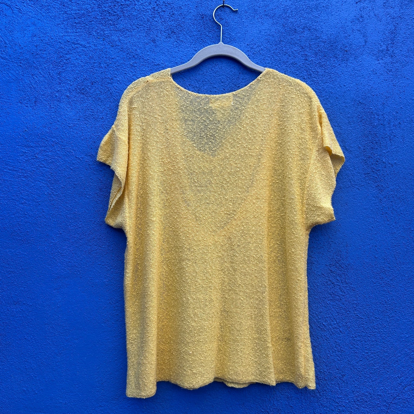 vintage 80s campus casuals yellow knit top