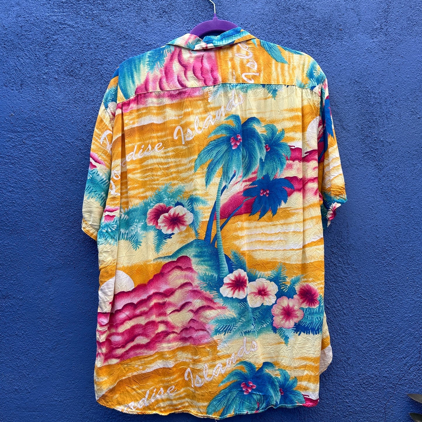 vintage 80s jams world tropical print rayon button up