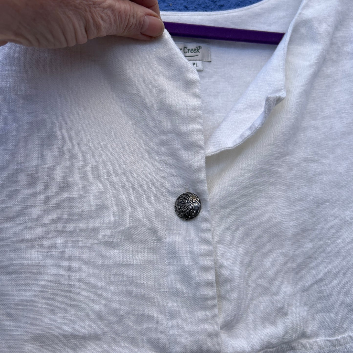 coldwater creek white linen lagenlook top