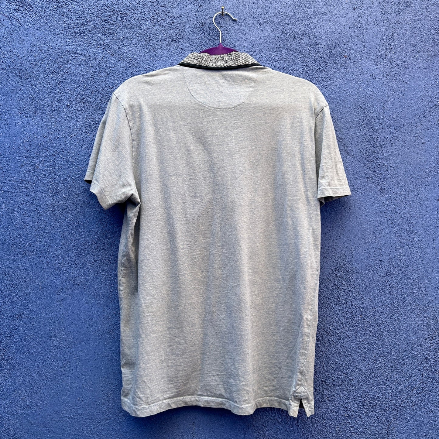 denim and flower men's polo shirt