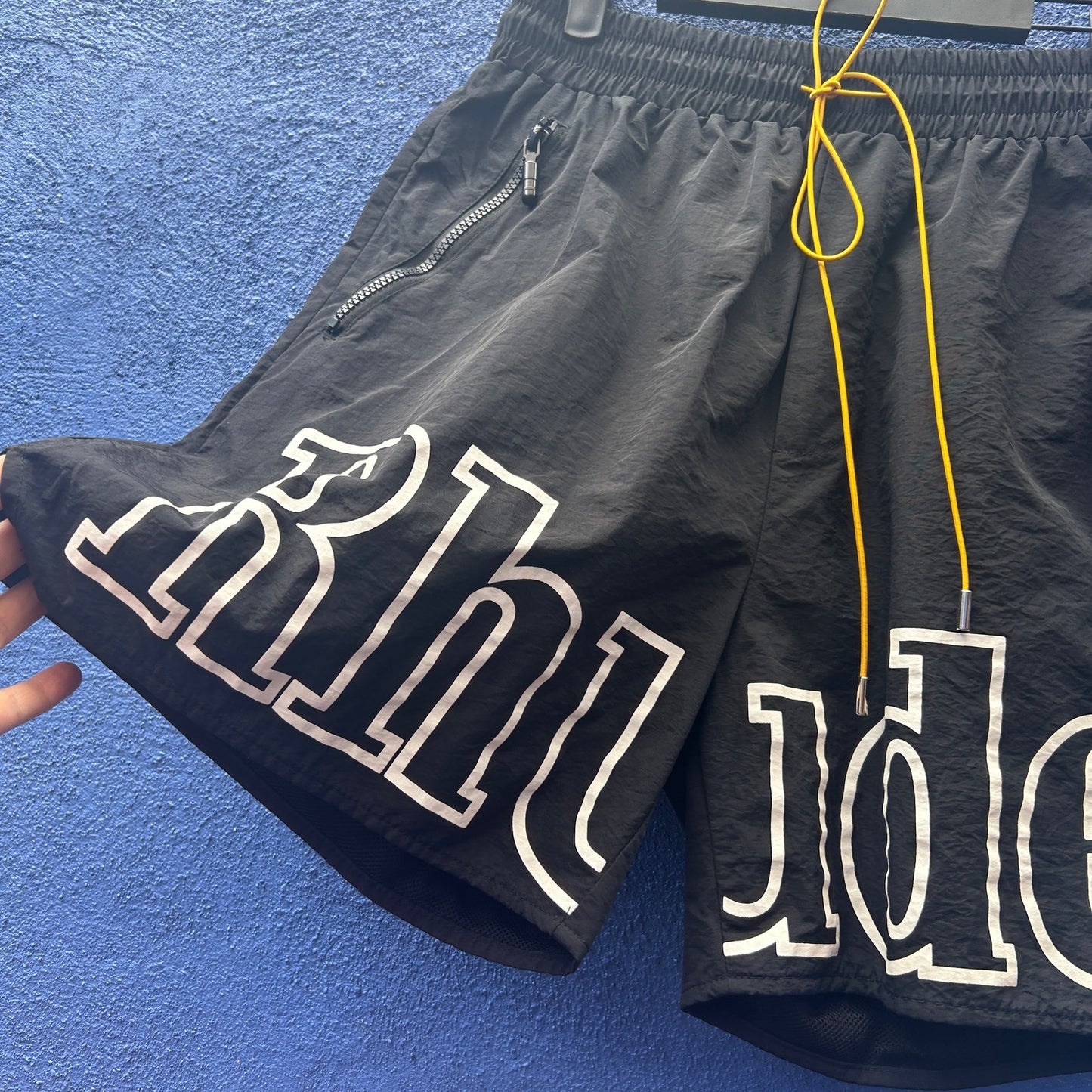 rhude black swim trunk jogging short size large
