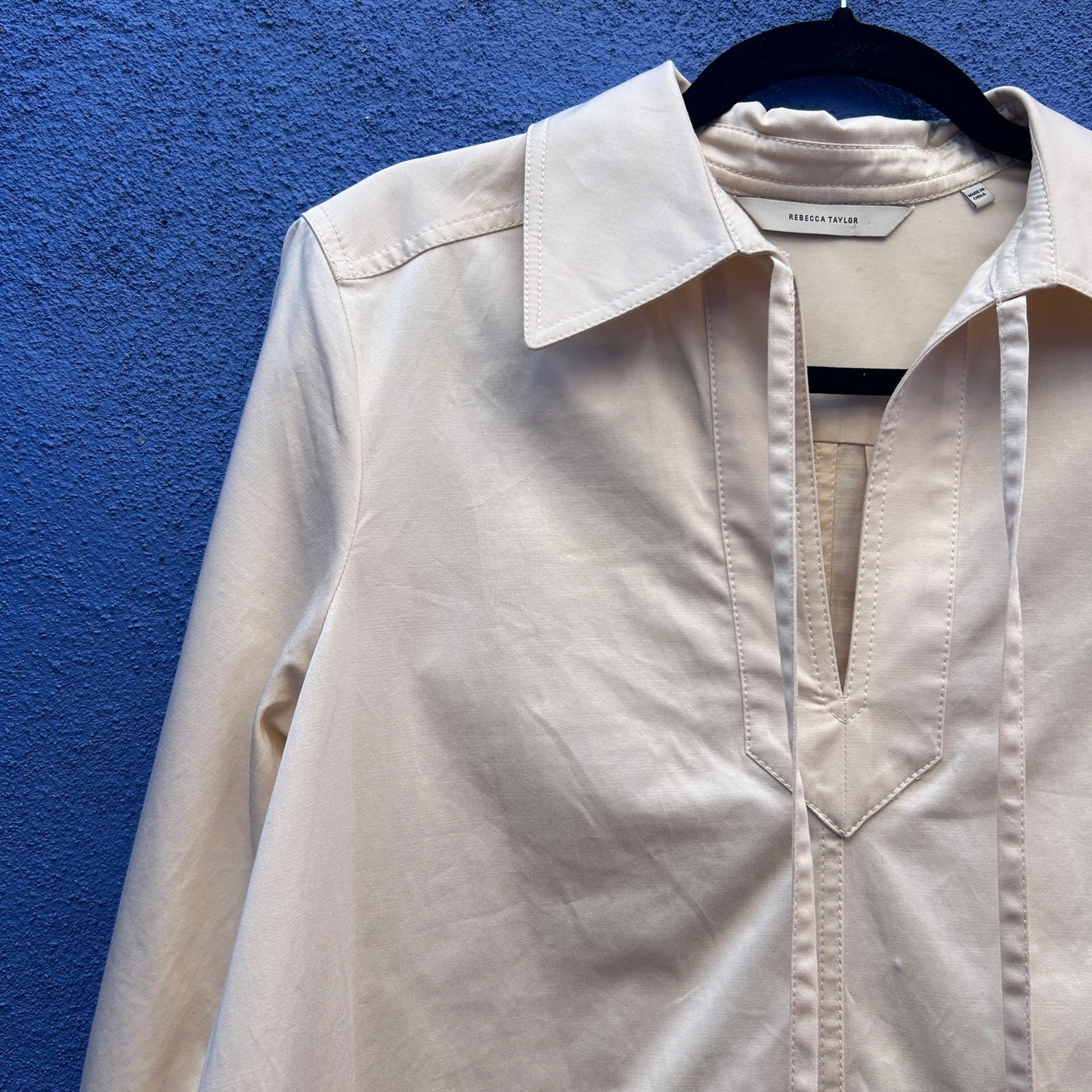 rebecca taylor cream cotton blend popover shirtdress tunic