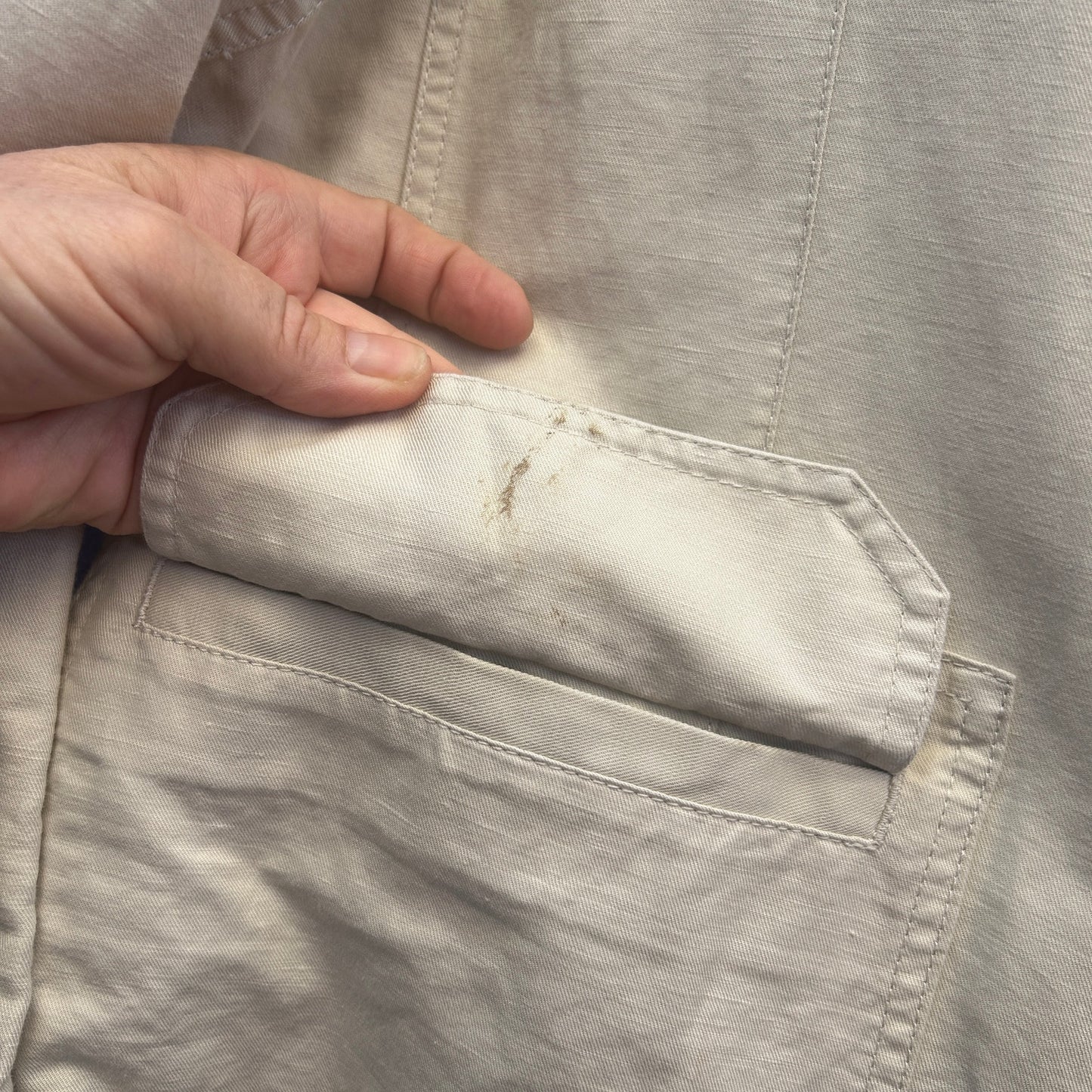 nautica beige cotton linen blend chore coat