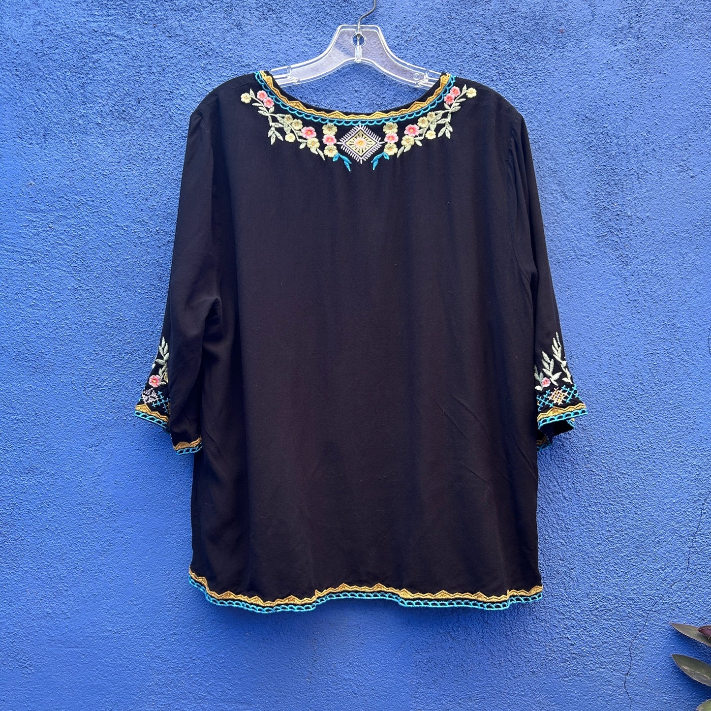 embroidered rayon black blouse