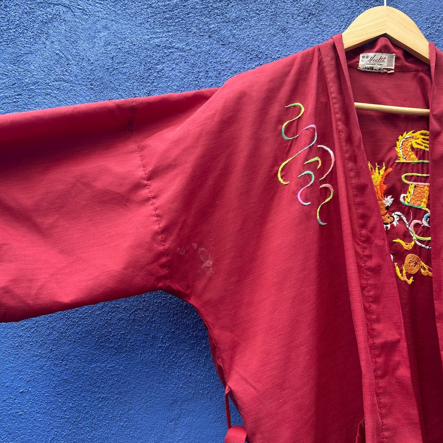vintage health embroidered dragon poly-cotton robe