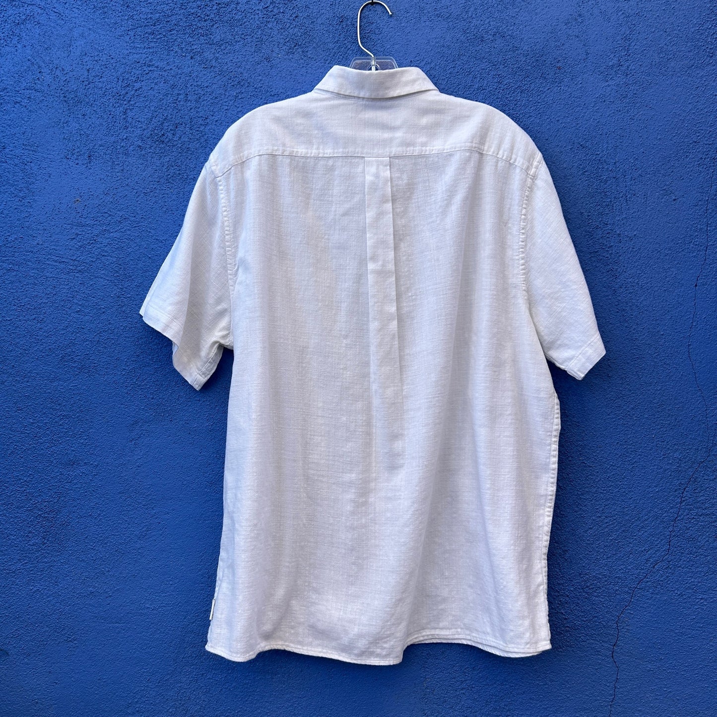 ROWM white woven cotton button up