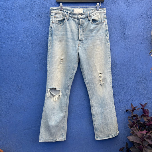 mother the tripper light washed distressed jeans