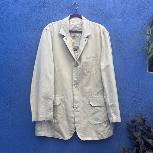 nautica beige cotton linen blend chore coat