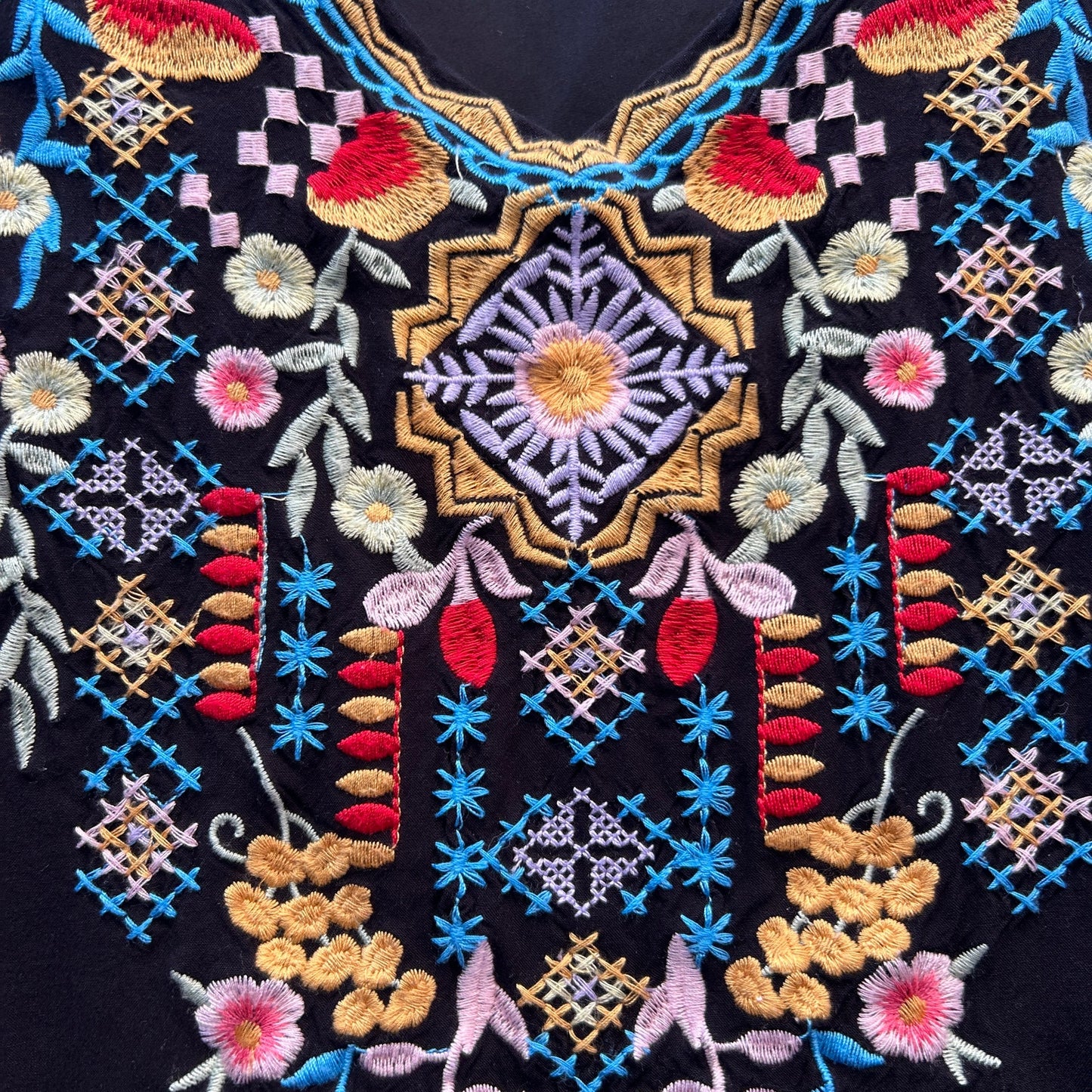 embroidered rayon black blouse