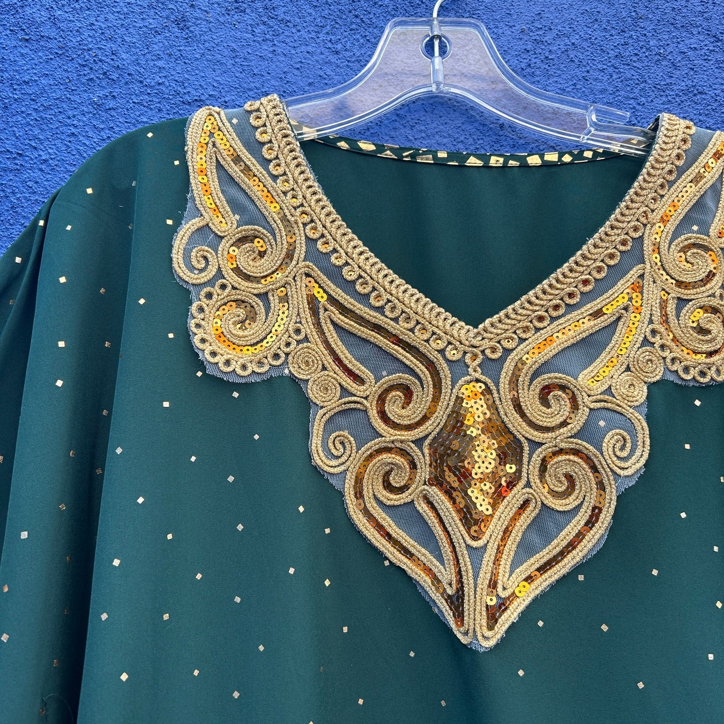 green and gold fancy caftan