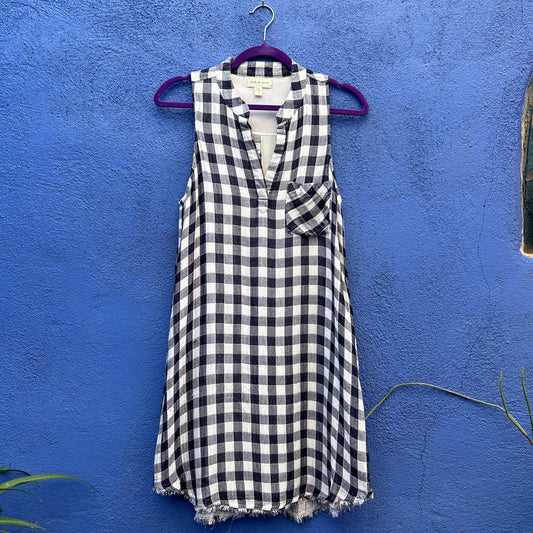 cloth and stone | anthro black and white gingham sleeveless shirtdress tunic