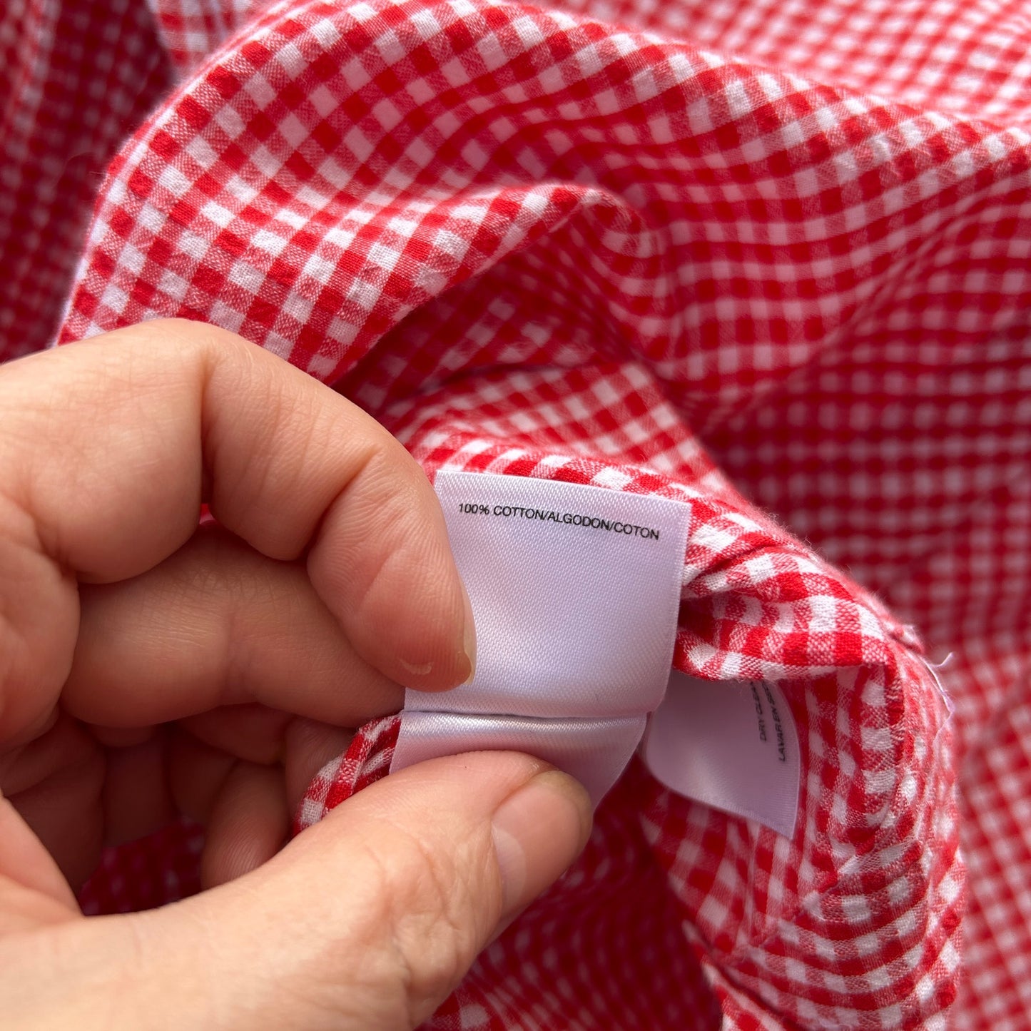 anne klein red and white gingham lagenlook button up tunic