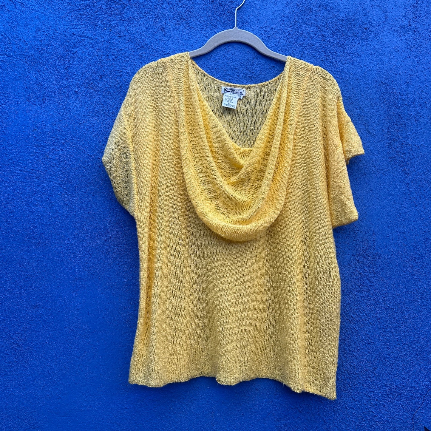vintage 80s campus casuals yellow knit top