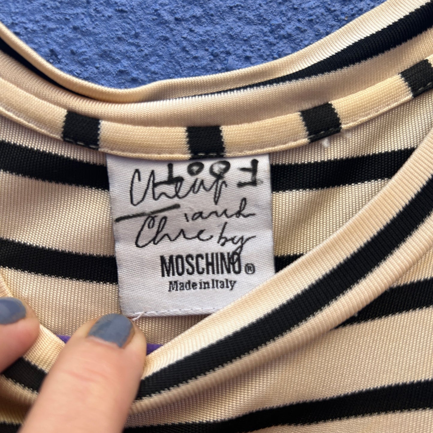 cheap and chic by moschino striped I love peace applique tee